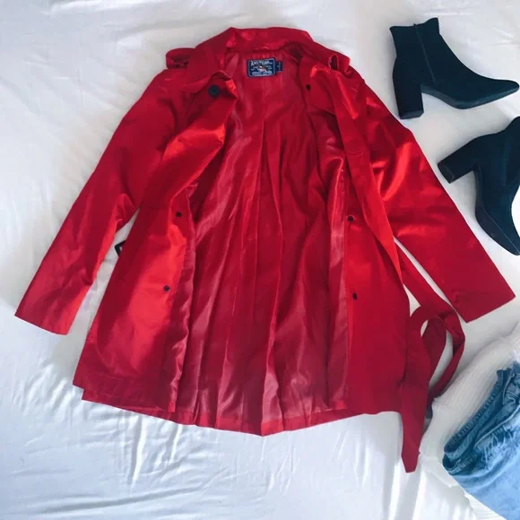 American Living red trench coat - Picture 10 of 13